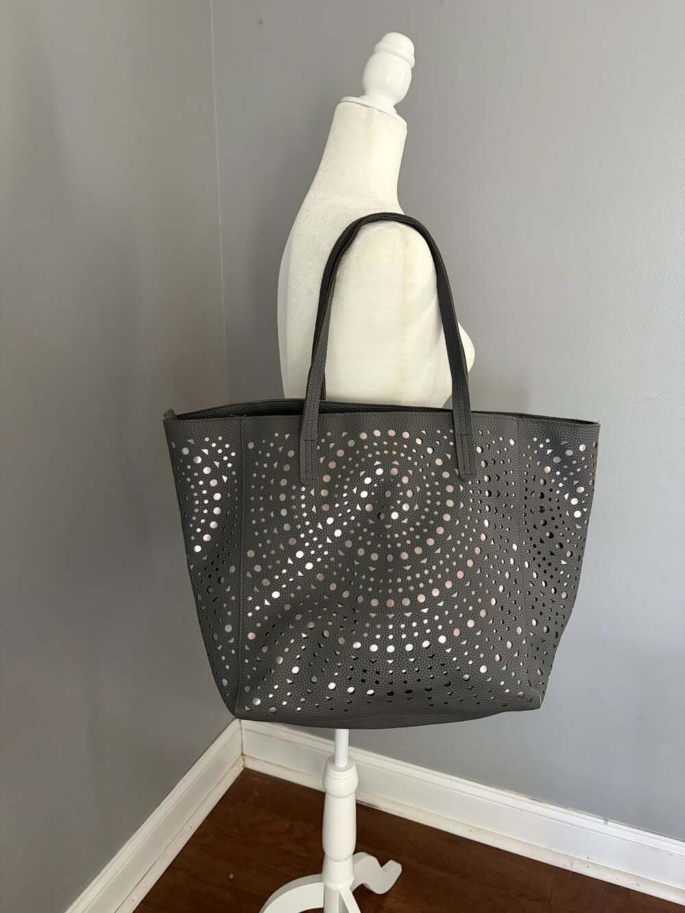 Bath & Body Works Grey Laser Cut Tote Bag